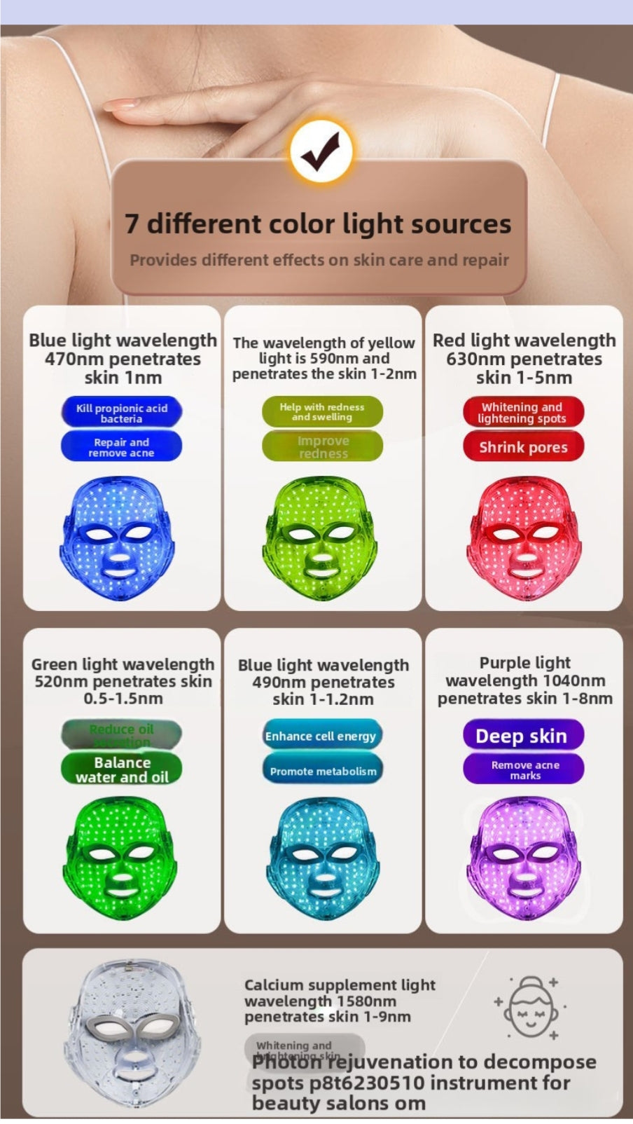 Masvoria 7-in-1 LED Facial Mask — Light Therapy for Every Skin Concern