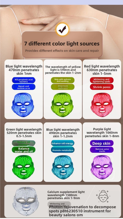 Masvoria 7-in-1 LED Facial Mask — Light Therapy for Every Skin Concern